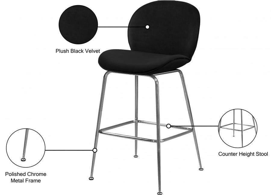 Paris Velvet Counter Stool SKU: 788Black-C
