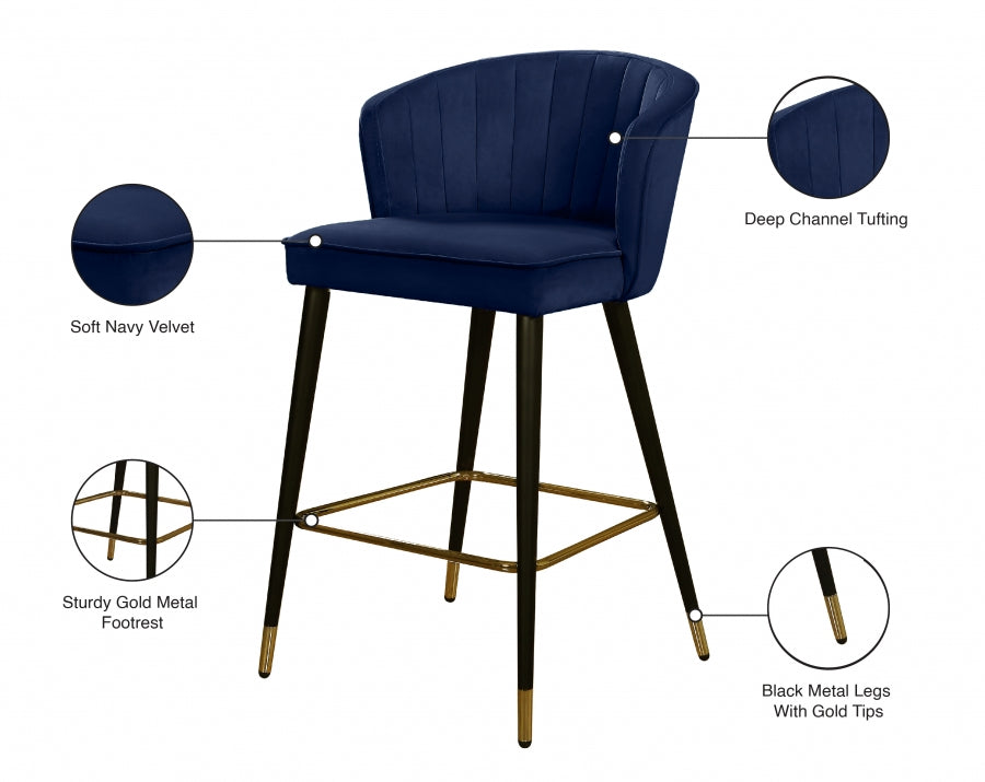 Cassie Velvet Counter Stool SKU: 793Navy-C