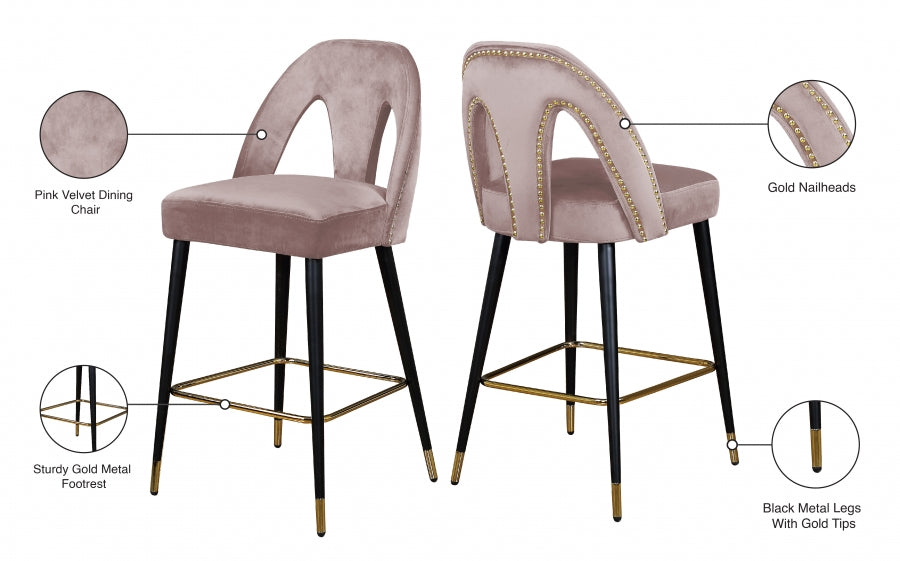 Akoya Velvet Counter Stool SKU: 795Pink-C