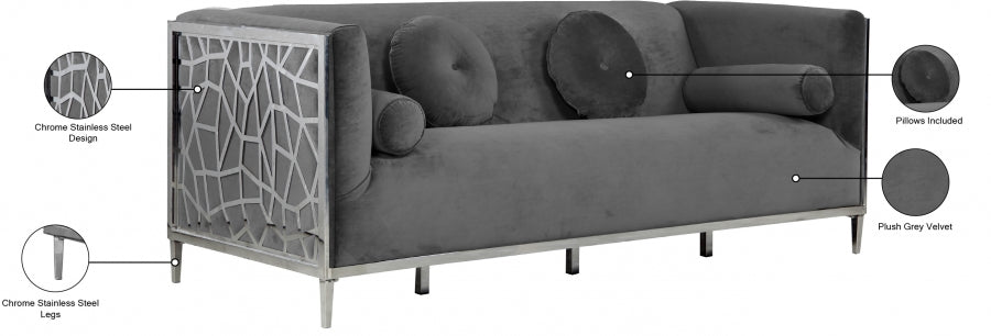 Opal Velvet Sofa SKU: 672Navy-S