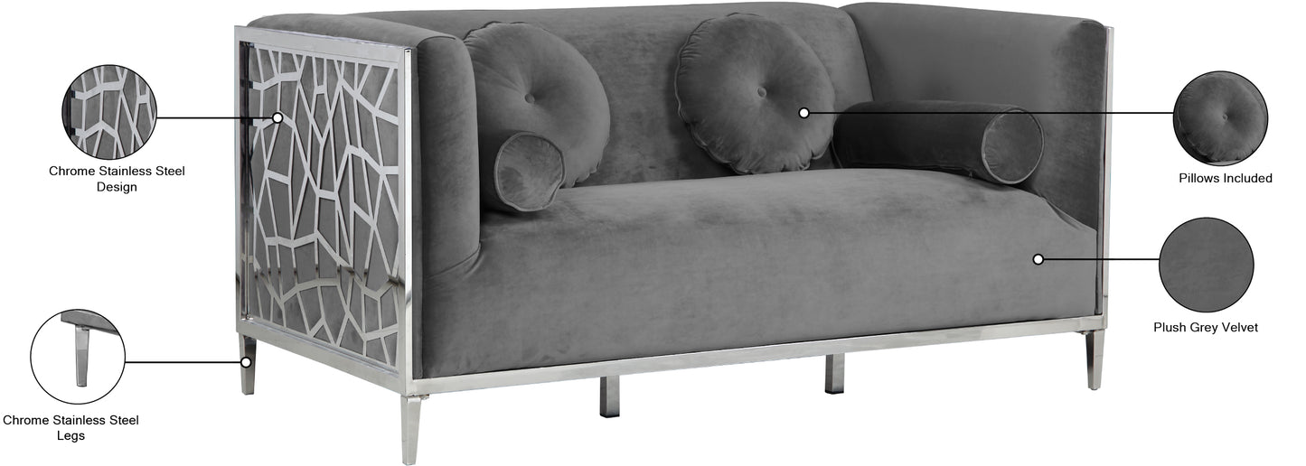 Opal Velvet Loveseat SKU: 672Black-L