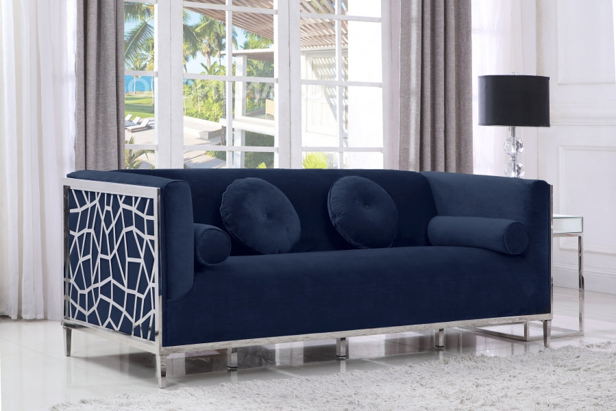 Opal Velvet Sofa SKU: 672Navy-S