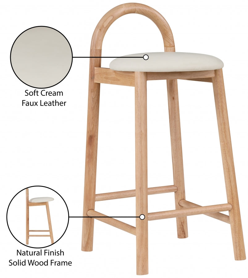 Calvin Faux Leather Counter Stool SKU: 475Cream-C