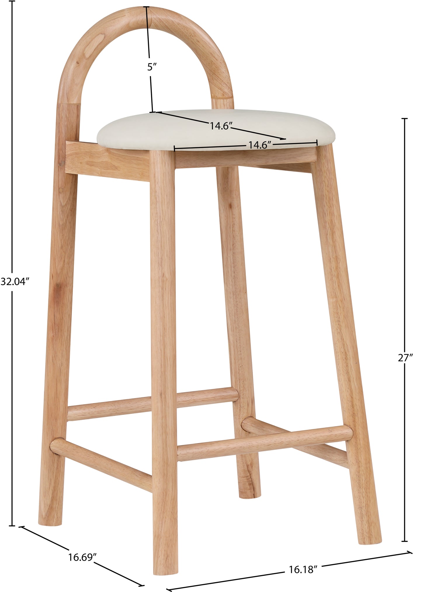 Calvin Faux Leather Counter Stool SKU: 475Cream-C