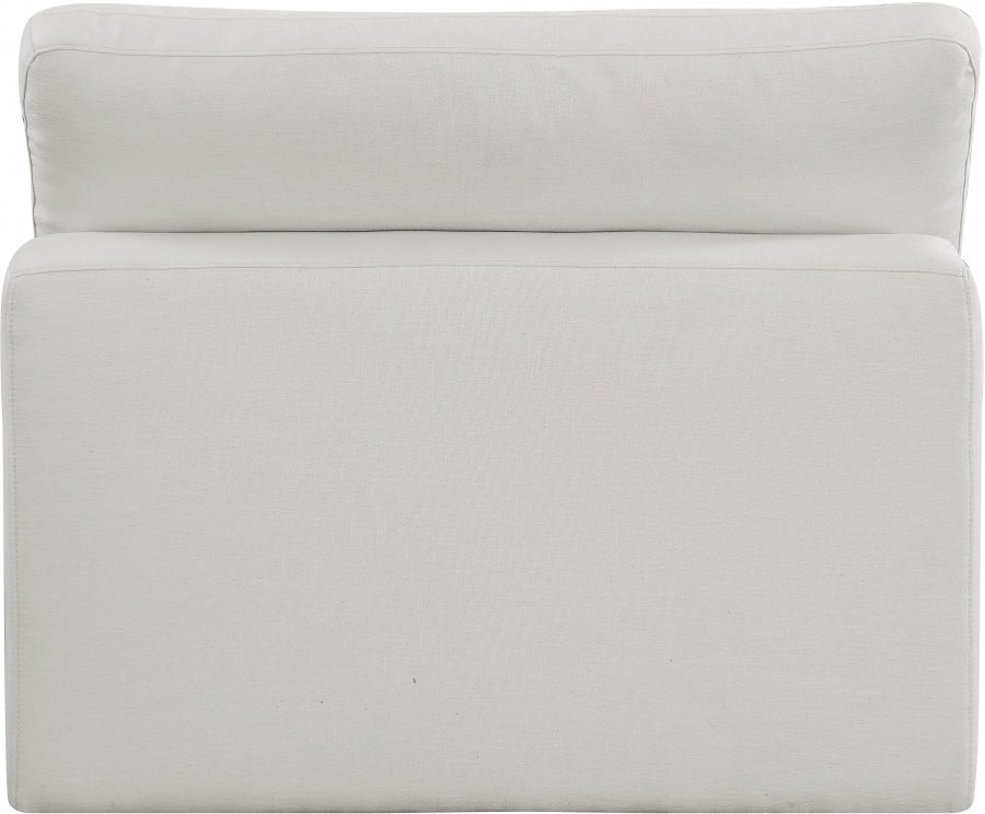 Comfy Linen Textured Fabric Armless Chair SKU: 187Cream-Armless