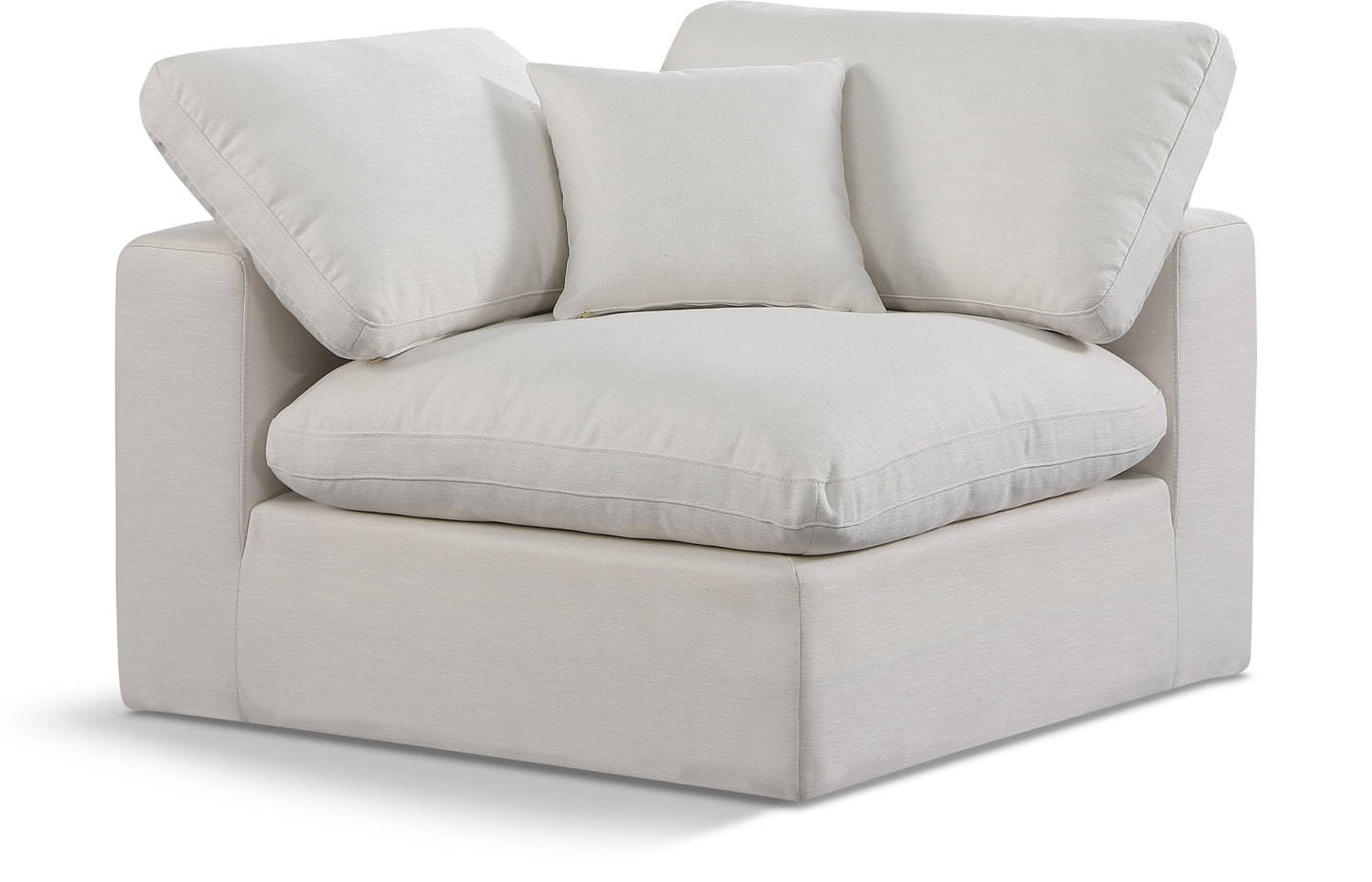 Comfy Linen Textured Fabric Corner Chair SKU: 187White-Corner