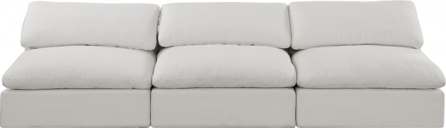 Comfy Linen Textured Fabric Sofa SKU: 187Cream-S117