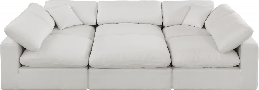 Comfy Linen Textured Fabric Sectional SKU: 187Cream-Sec6C