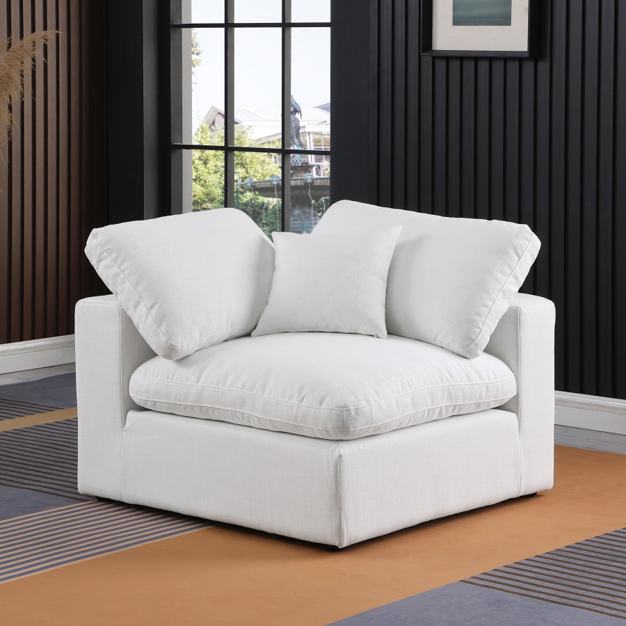 Comfy Linen Textured Fabric Corner Chair SKU: 187White-Corner