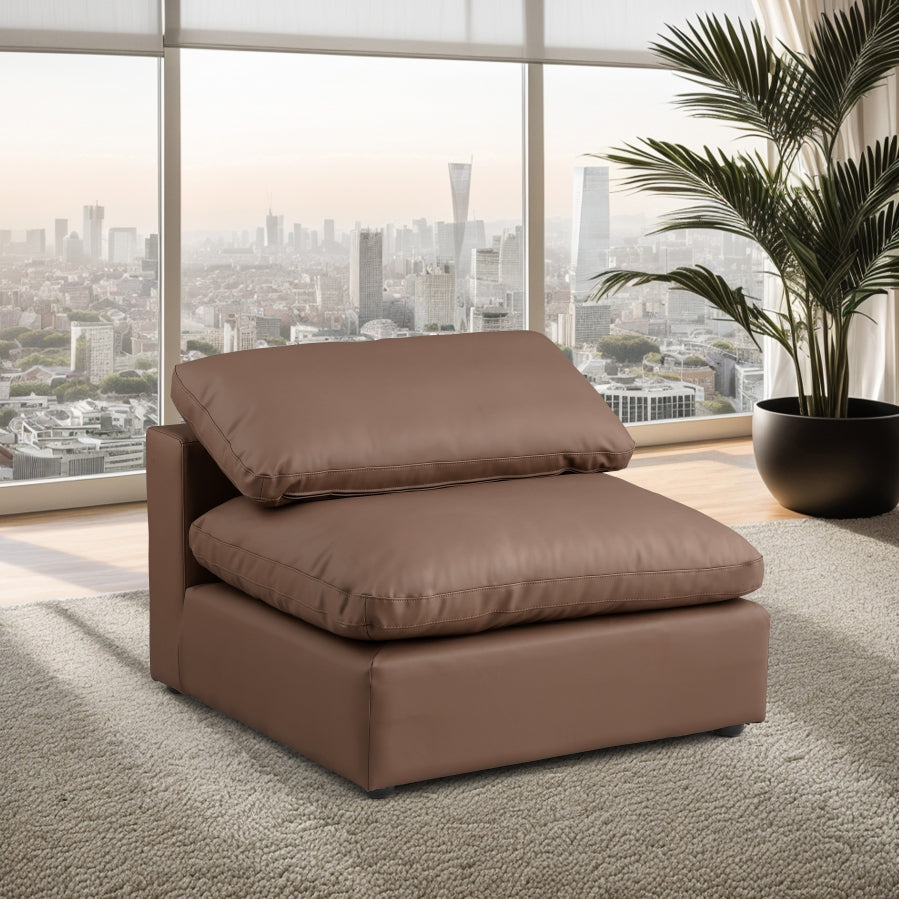 Comfy Faux Leather Armless Chair SKU: 188Cream-Armless