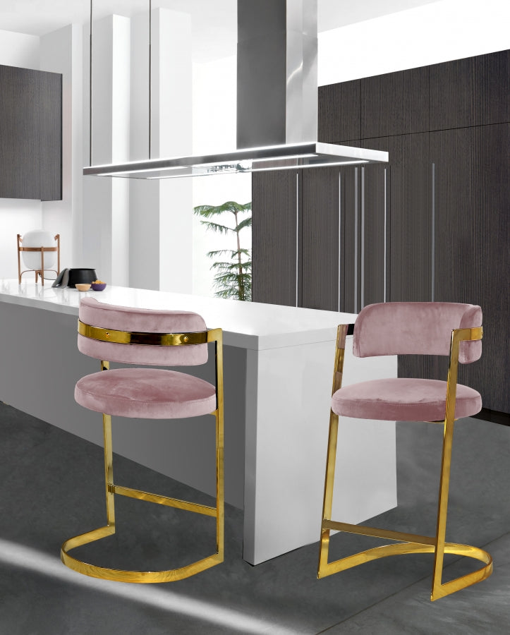 Stephanie Velvet Counter Stool SKU: 796Pink-C