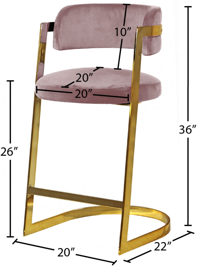 Stephanie Velvet Counter Stool SKU: 796Pink-C