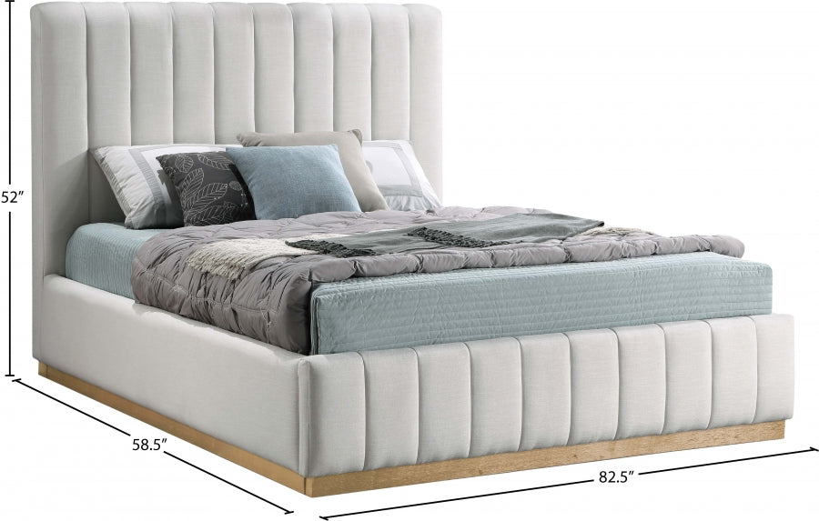Lucia Linen Textured Fabric Bed SKU: LuciaCream-T