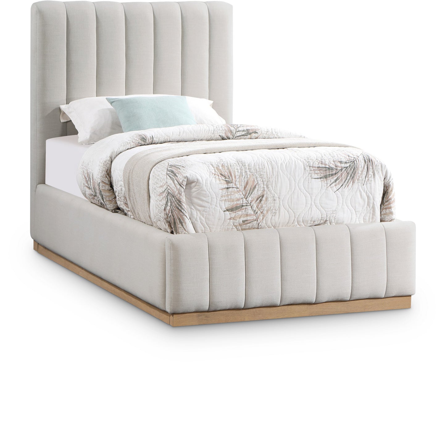 Lucia Linen Textured Fabric Bed SKU: LuciaCream-T