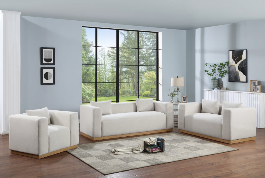 Alfie Linen Textured Fabic Living Room Chair SKU: 642Cream-C
