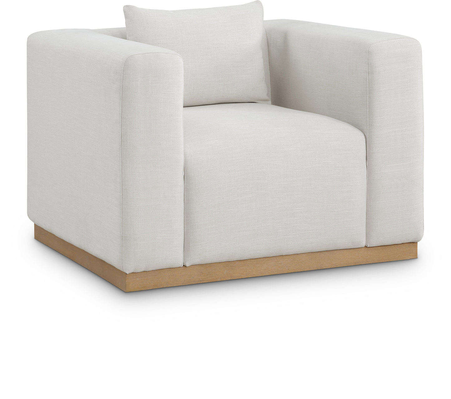 Alfie Linen Textured Fabic Living Room Chair SKU: 642Cream-C