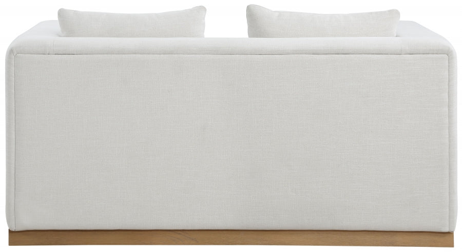 Alfie Linen Textured Fabic Loveseat SKU: 642Cream-L