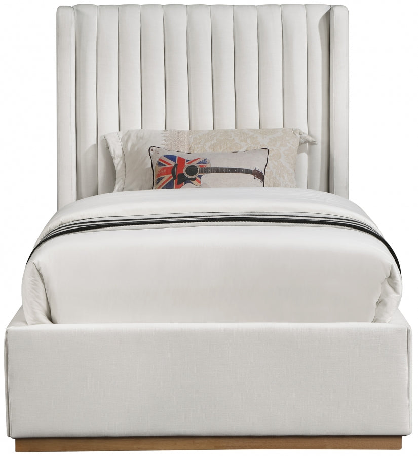 Logan Linen Textured Fabric Bed SKU: LoganCream-T