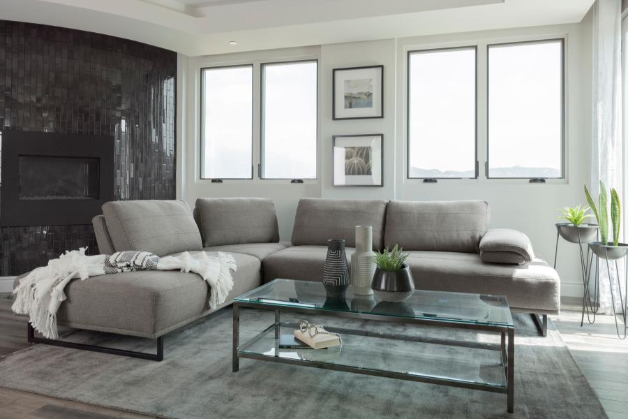 Sofá seccional tapizado Arden con respaldo ajustable en color topo 508888