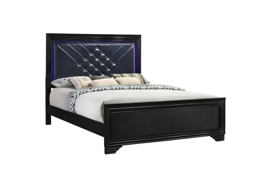 Juego de dormitorio Penélope de 5 piezas con cama tamaño king en color Midnight Star 223571KE-S5