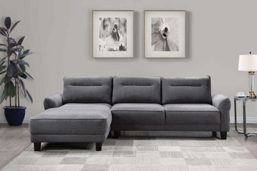 Sofá chaise longue con brazos curvos tapizado en gris Caspian 509540