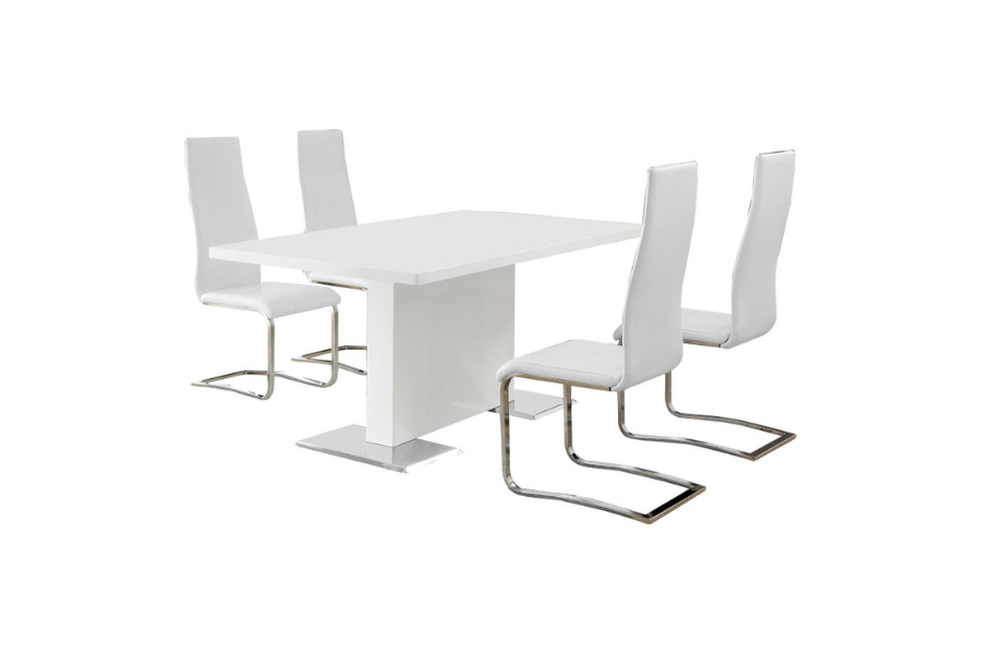 Anges 5-piece Dining Table Set White High Gloss and White 102310-S5W