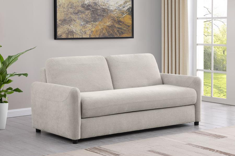 Sofá cama tapizado Rylie con colchón tamaño queen beige 360027