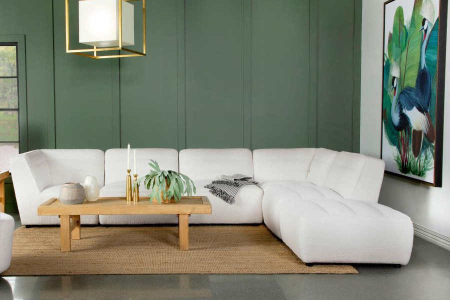 Sofá modular seccional tapizado Sunny de 6 piezas en color natural 551621-SET