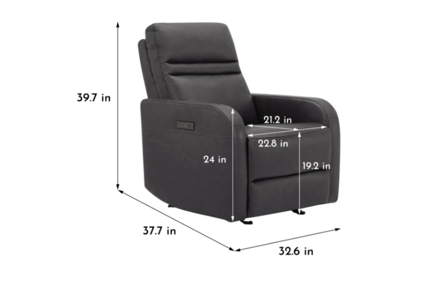 Sillón reclinable eléctrico de cuero Aldryn