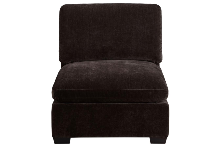 Sillón tapizado sin brazos Lakeview en color chocolate oscuro 551464