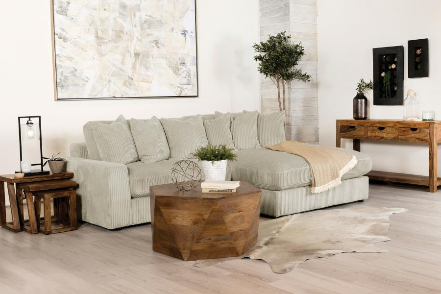 Sofá chaise longue reversible tapizado Blaine en color arena 509899