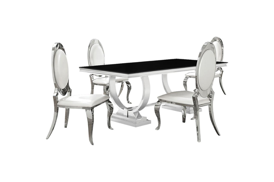 Antoine 5-piece Rectangular Glass Top Dining Set Chrome 107871-S5