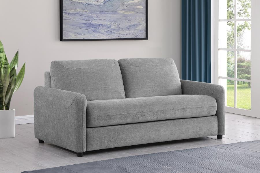 Próximamente sofá cama tapizado Rylie con colchón tamaño queen gris 360029