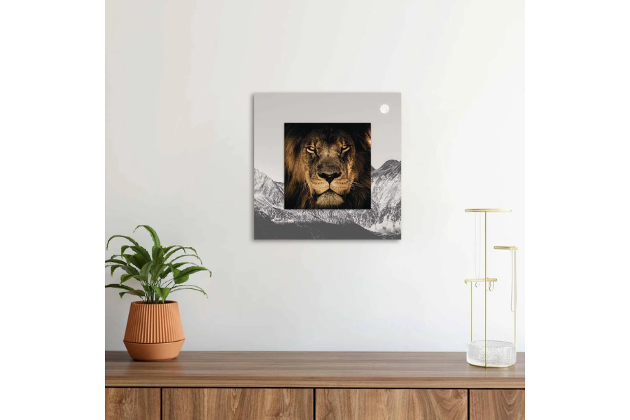 JARON Lion with Background Miniature Fine Wall Art TG