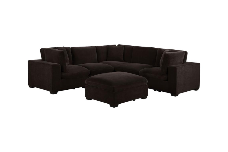 Seccional modular tapizado de 6 piezas Lakeview en color chocolate 551464-SETA
