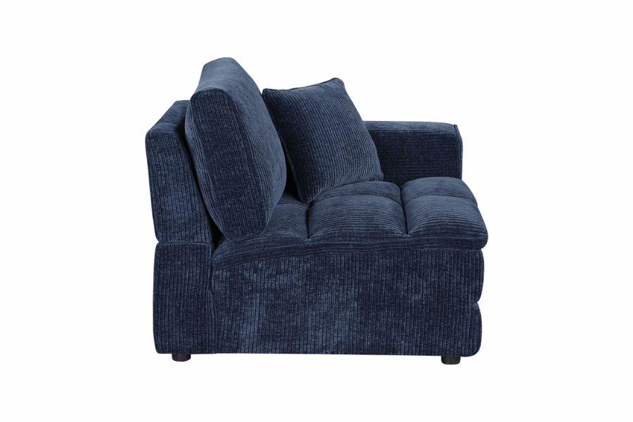 Atlantic Corduroy Upholstered RAF Arm Chair Blue 551824RAF