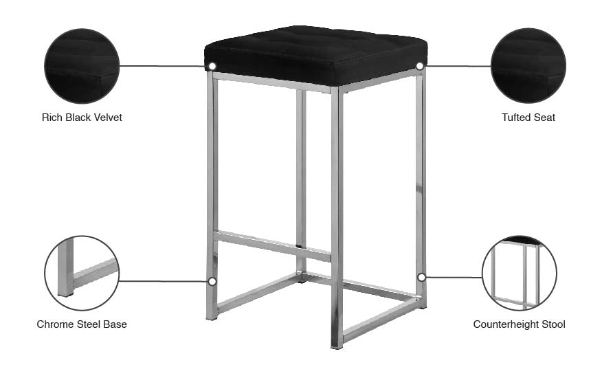 Nicola Velvet Counter Stool SKU: 904Black-C