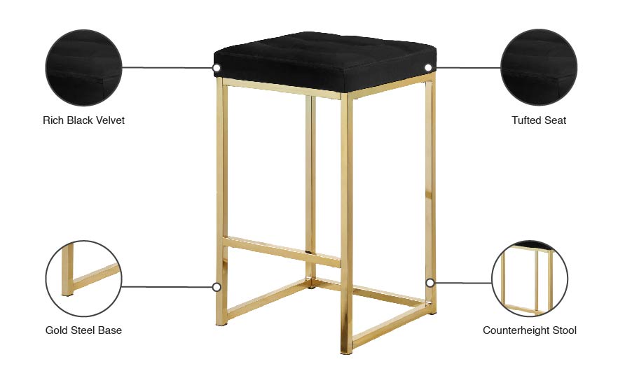 Nicola Velvet Counter Stool SKU: 906Black-C