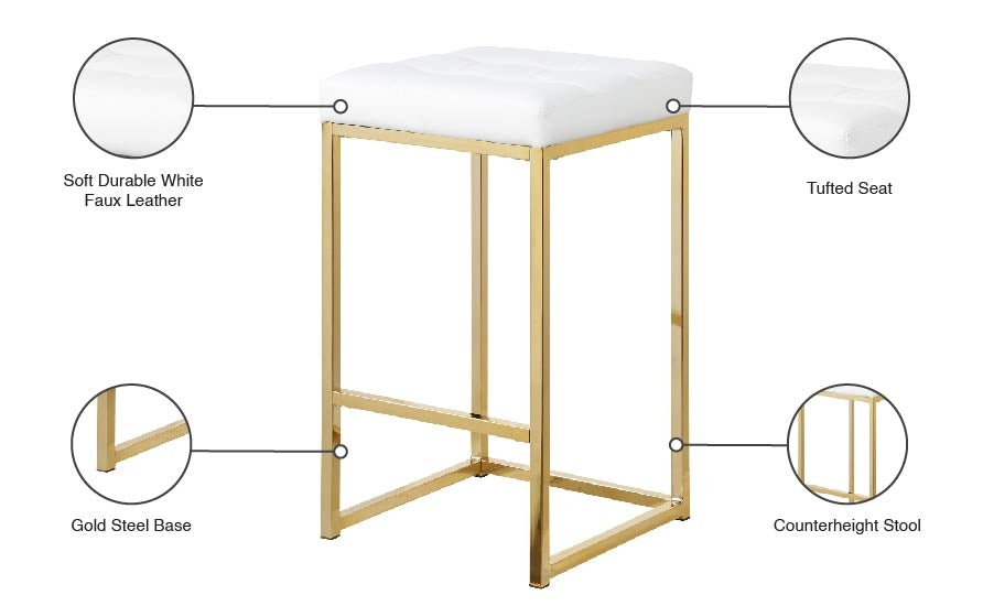 Nicola Faux Leather Counter Stool SKU: 907White-C