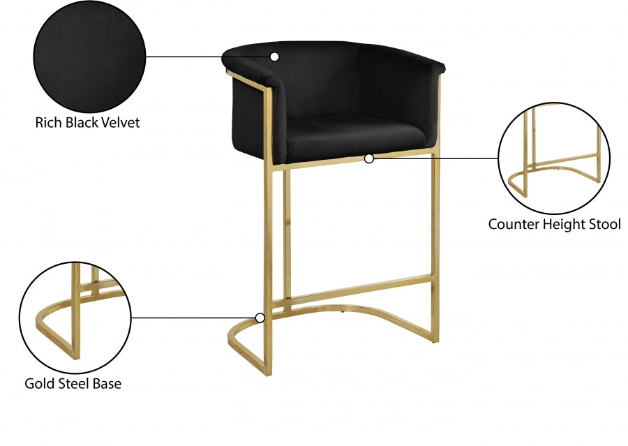 Donatella Velvet Counter Stool SKU: 700Black-C