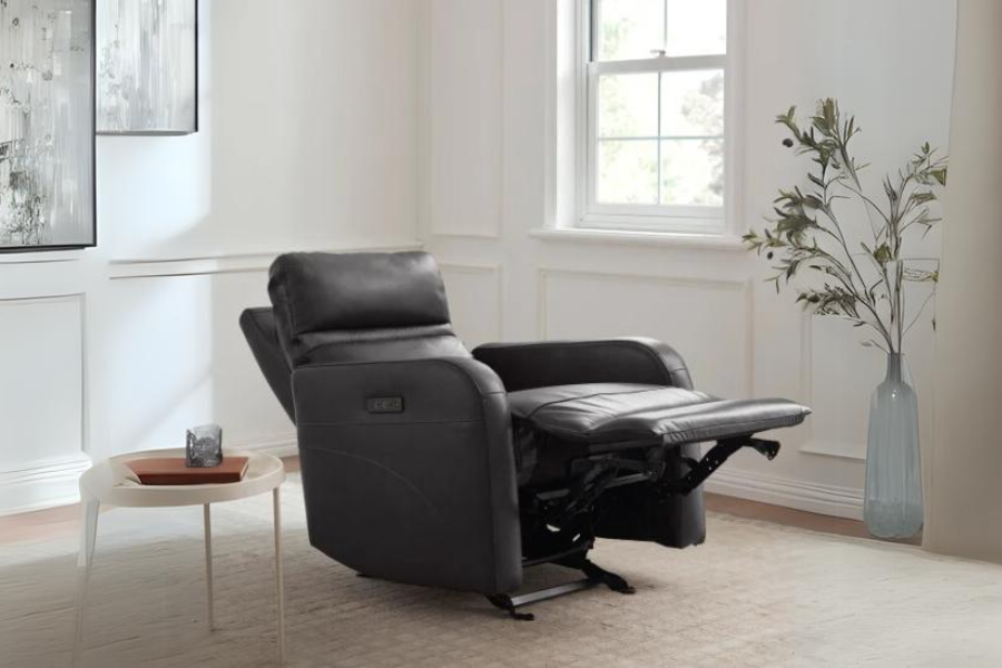 Sillón reclinable eléctrico de cuero Aldryn