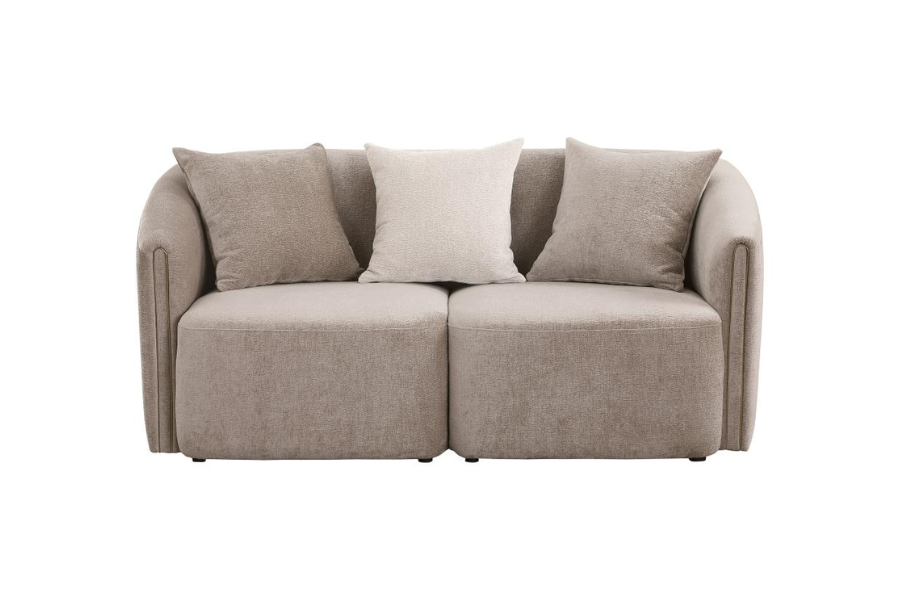 Townsend Chenille Upholstered Rolled Arm Loveseat Latte 504755