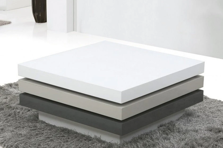 C -637 Glossy White and Gray Swivel Coffee Table C637