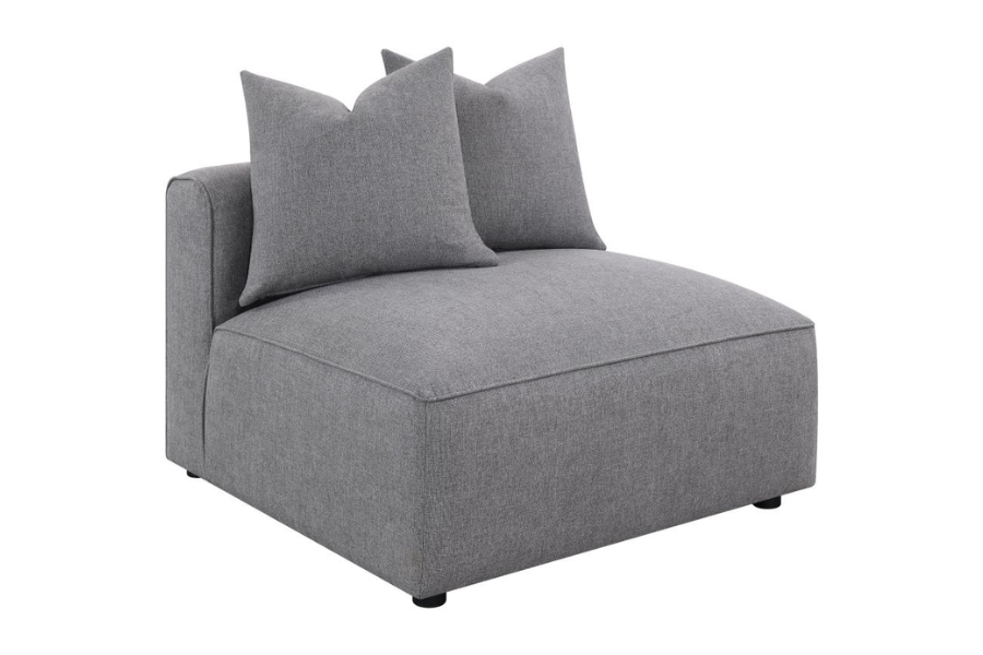 Sillón tapizado sin brazos Jennifer gris 551594