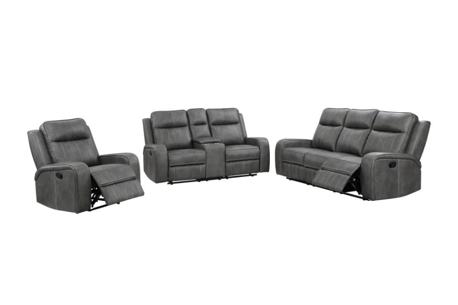 Conjunto de sofá reclinable tapizado de 3 piezas Raelynn gris 603191-S3