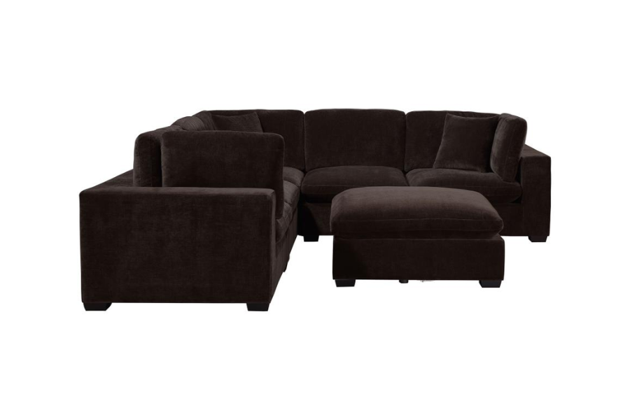 Seccional modular tapizado de 6 piezas Lakeview en color chocolate 551464-SETA