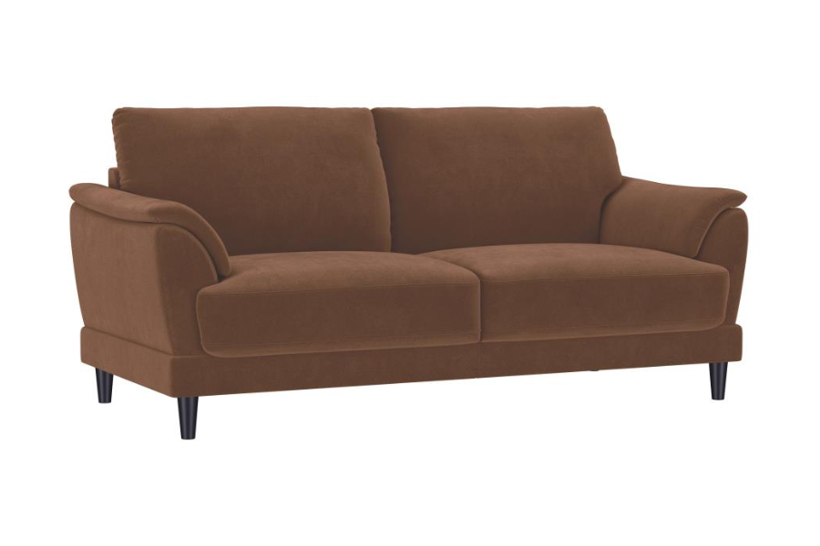 Selma 2-piece Velvet Upholstered Crescent Arm Sofa Set Rust 552101-S2