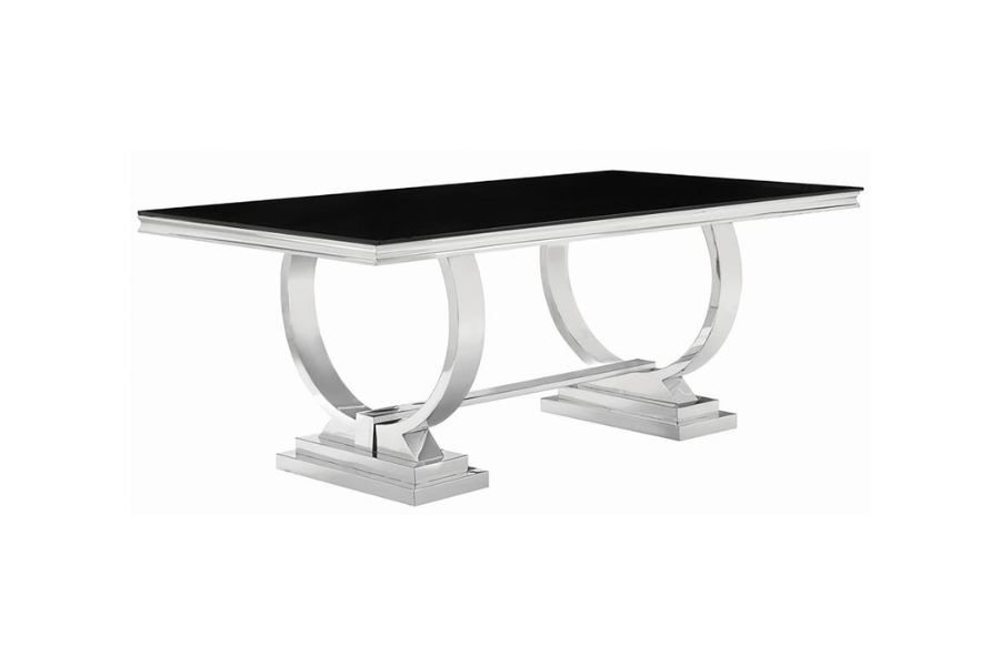 Antoine 5-piece Rectangular Glass Top Dining Set Chrome 107871-S5