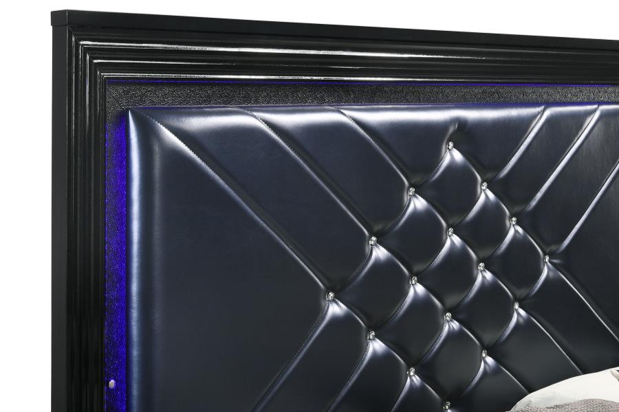 Cama Queen con paneles LED Penelope Wood Midnight Star 223571Q