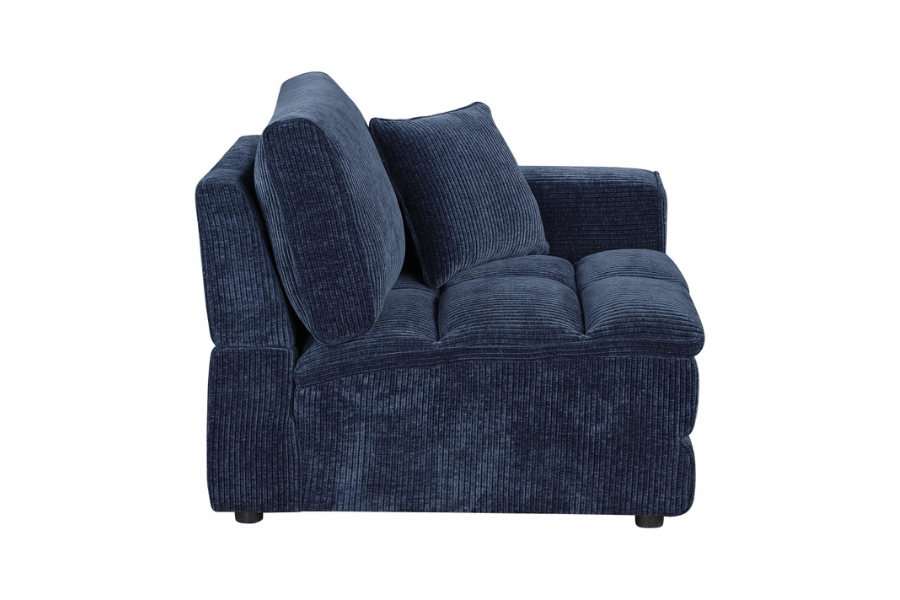 Atlantic Corduroy Upholstered RAF Arm Chair Blue 551824RAF